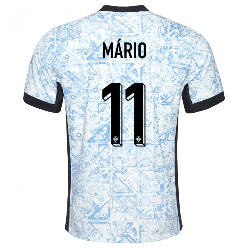 Hombre Camiseta Portugal Joao Mario #11 Crema Azul 2ª Equipación 24-26 La Camisa Argentina