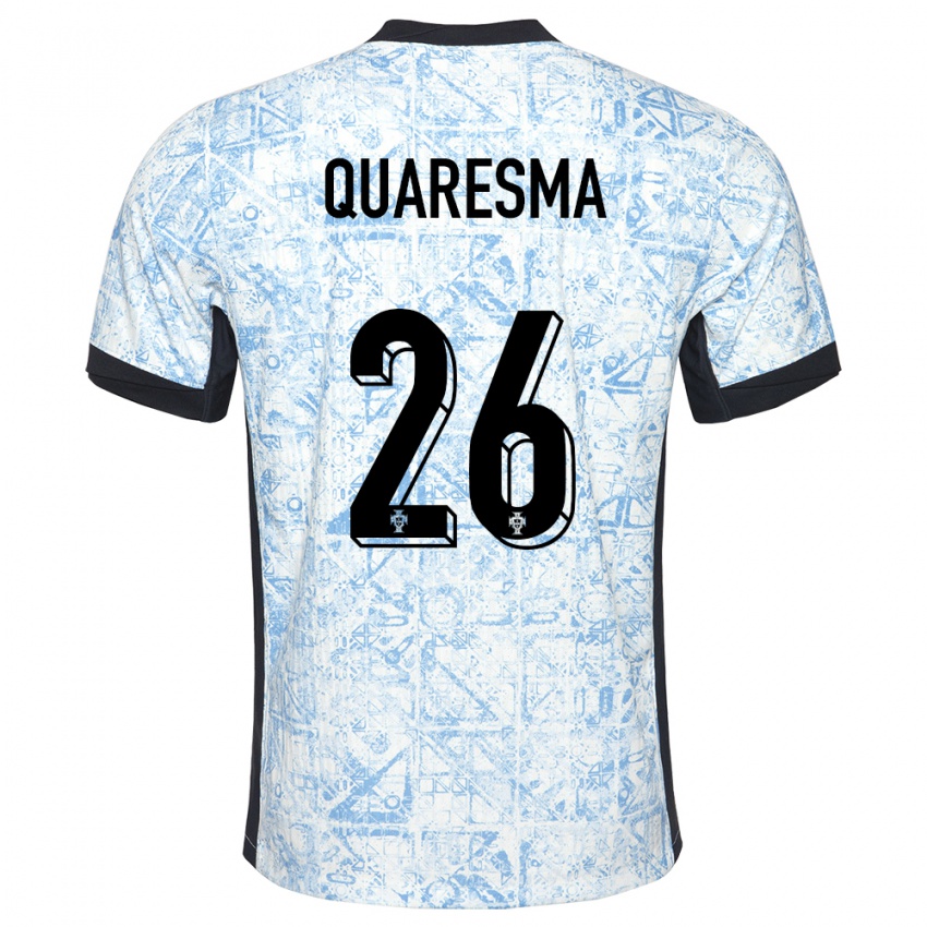 Hombre Camiseta Portugal Eduardo Quaresma #26 Crema Azul 2ª Equipación 24-26 La Camisa Argentina