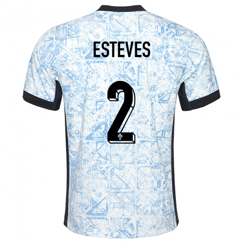 Hombre Camiseta Portugal Goncalo Esteves #2 Crema Azul 2ª Equipación 24-26 La Camisa Argentina