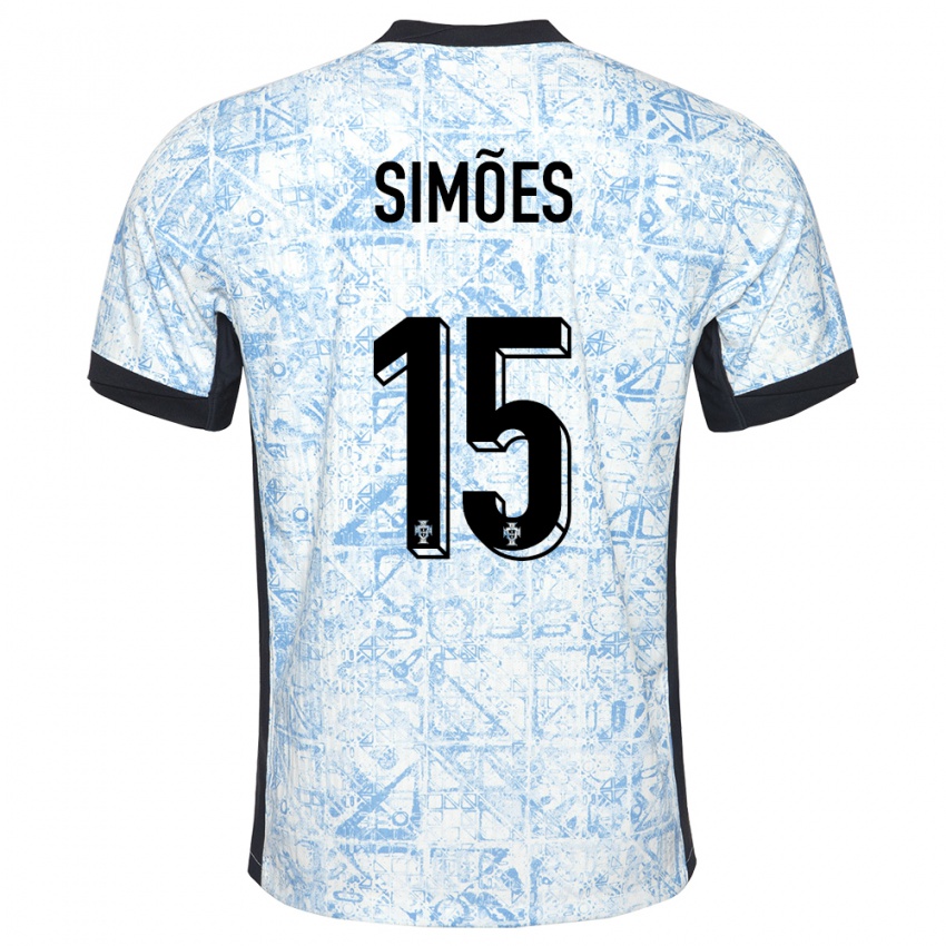 Hombre Camiseta Portugal Joao Simoes #15 Crema Azul 2ª Equipación 24-26 La Camisa Argentina