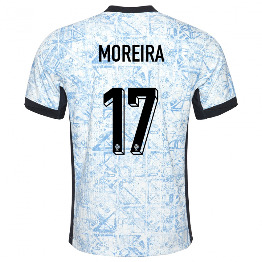 Hombre Camiseta Portugal Goncalo Moreira #17 Crema Azul 2ª Equipación 24-26 La Camisa Argentina