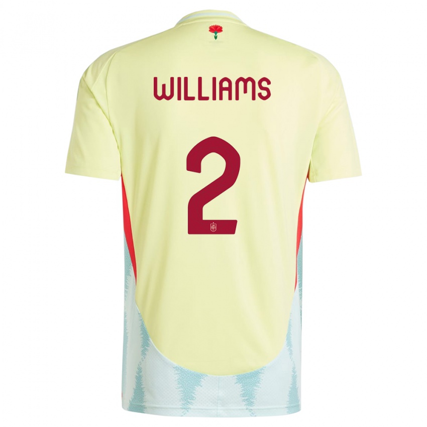 Hombre Camiseta España Nico Williams #2 Amarillo 2ª Equipación 24-26 La Camisa Argentina