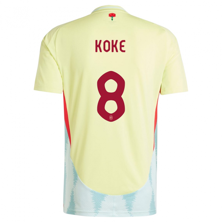 Hombre Camiseta España Koke #8 Amarillo 2ª Equipación 24-26 La Camisa Argentina