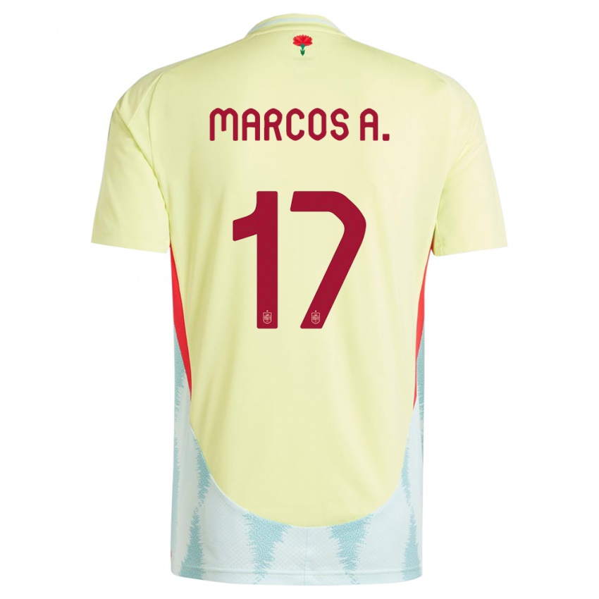 Hombre Camiseta España Marcos Alonso #17 Amarillo 2ª Equipación 24-26 La Camisa Argentina