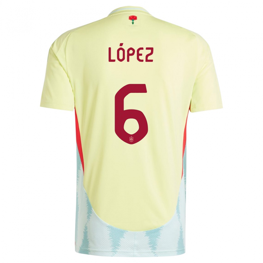 Hombre Camiseta España Maitane Lopez #6 Amarillo 2ª Equipación 24-26 La Camisa Argentina