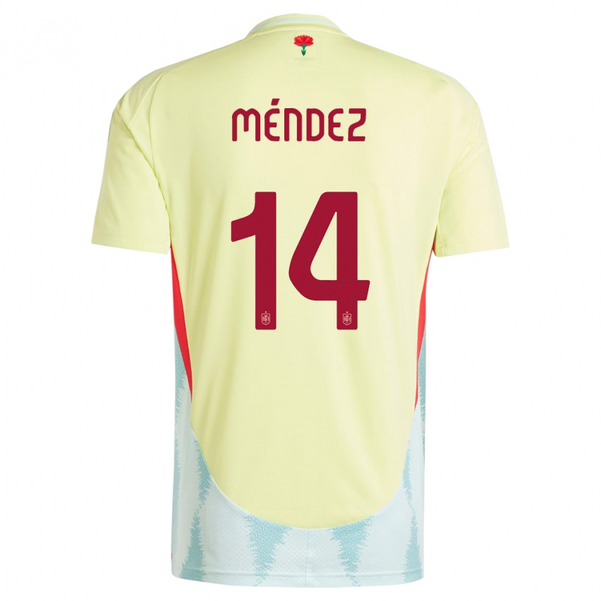 Hombre Camiseta España Maria Mendez #14 Amarillo 2ª Equipación 24-26 La Camisa Argentina