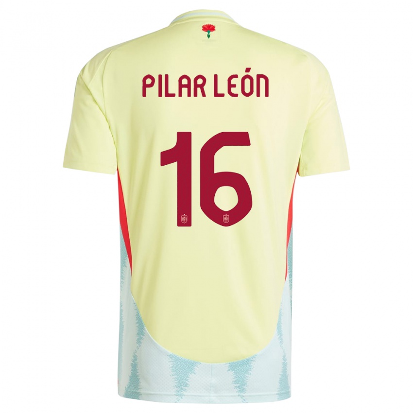 Hombre Camiseta España Maria Pilar Leon #16 Amarillo 2ª Equipación 24-26 La Camisa Argentina