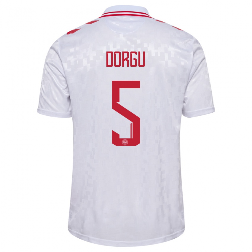 Hombre Camiseta Dinamarca Patrick Dorgu #5 Blanco 2ª Equipación 24-26 La Camisa Argentina