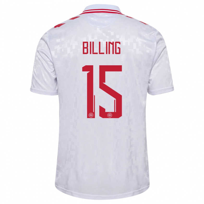 Hombre Camiseta Dinamarca Philip Billing #15 Blanco 2ª Equipación 24-26 La Camisa Argentina