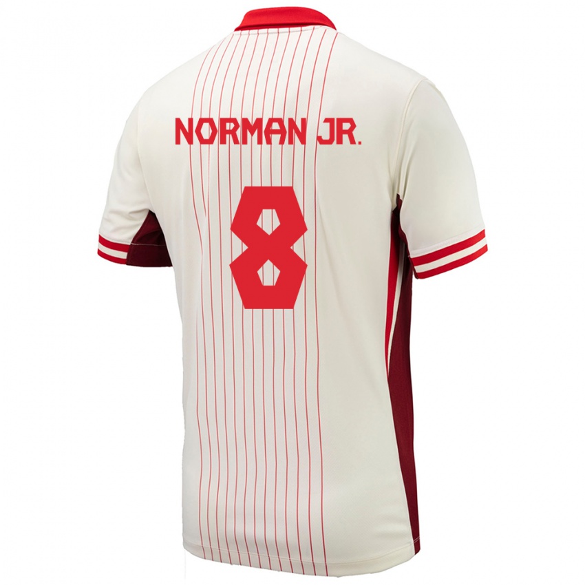 Hombre Camiseta Canadá David Norman Jr. #8 Blanco 2ª Equipación 24-26 La Camisa Argentina