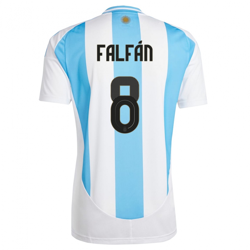 Mujer Camiseta Argentina Daiana Falfan #8 Blanco Azul 1ª Equipación 24-26 La Camisa Argentina