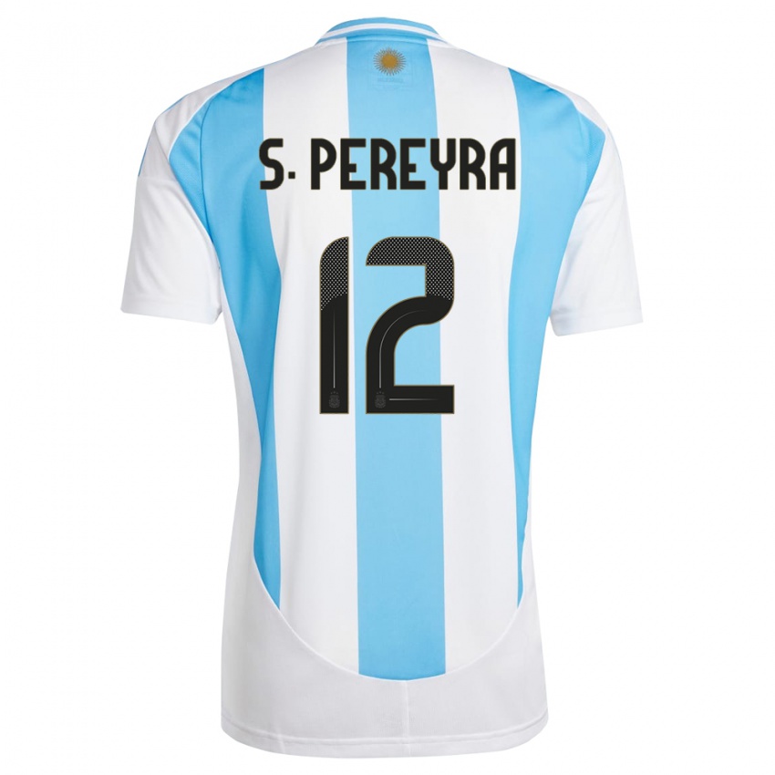 Mujer Camiseta Argentina Solana Pereyra #12 Blanco Azul 1ª Equipación 24-26 La Camisa Argentina