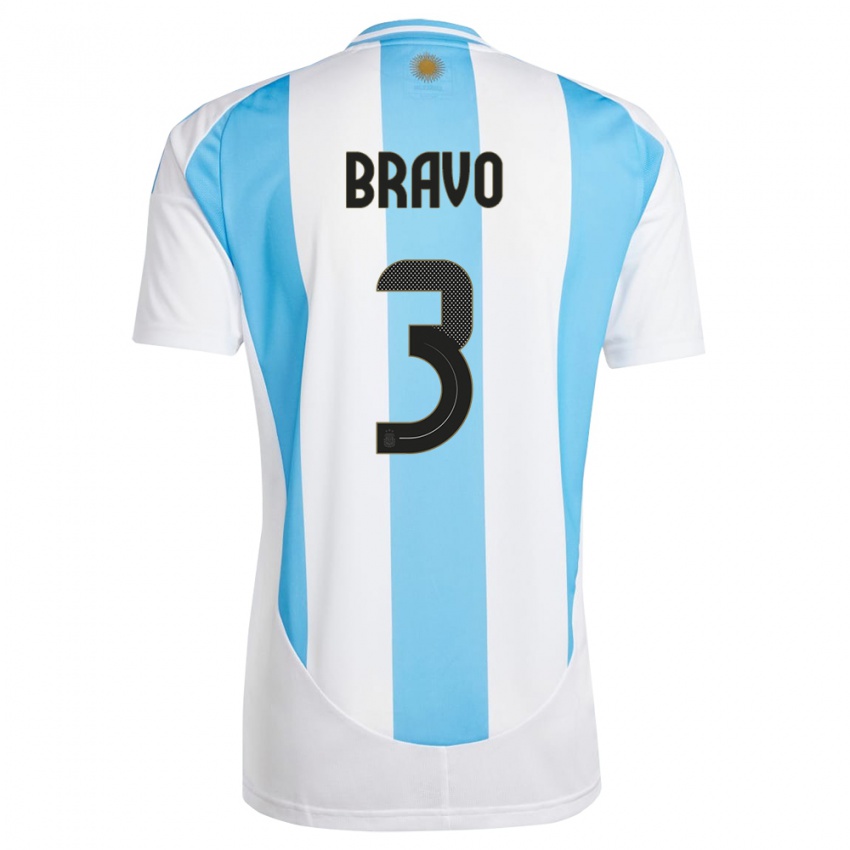 Mujer Camiseta Argentina Claudio Bravo #3 Blanco Azul 1ª Equipación 24-26 La Camisa Argentina