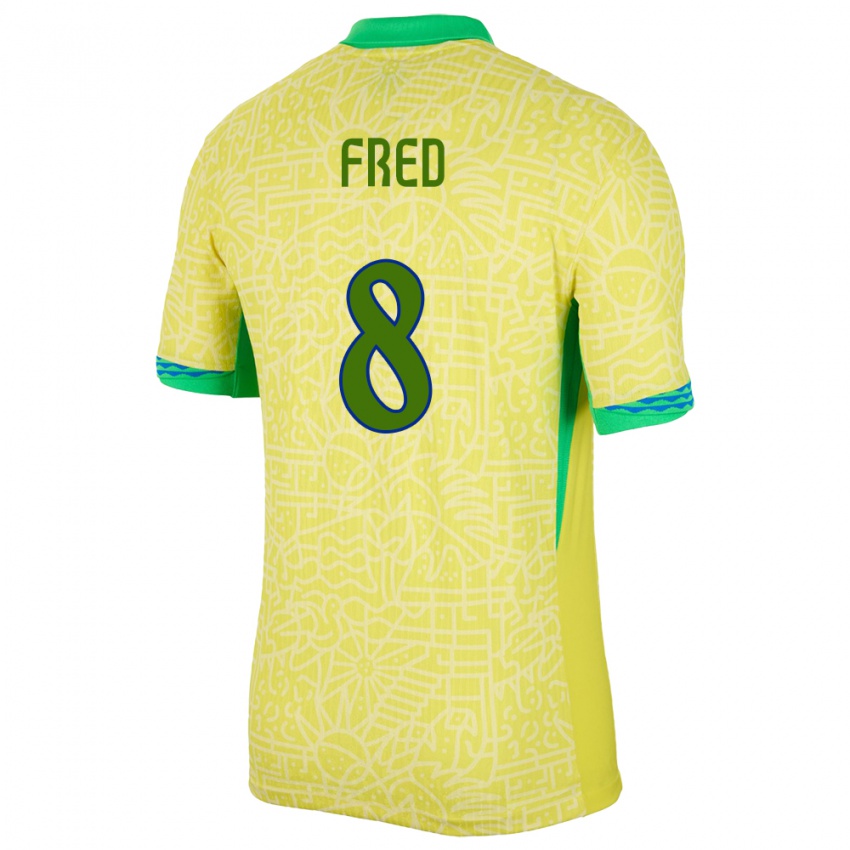 Mujer Camiseta Brasil Fred #8 Amarillo 1ª Equipación 24-26 La Camisa Argentina
