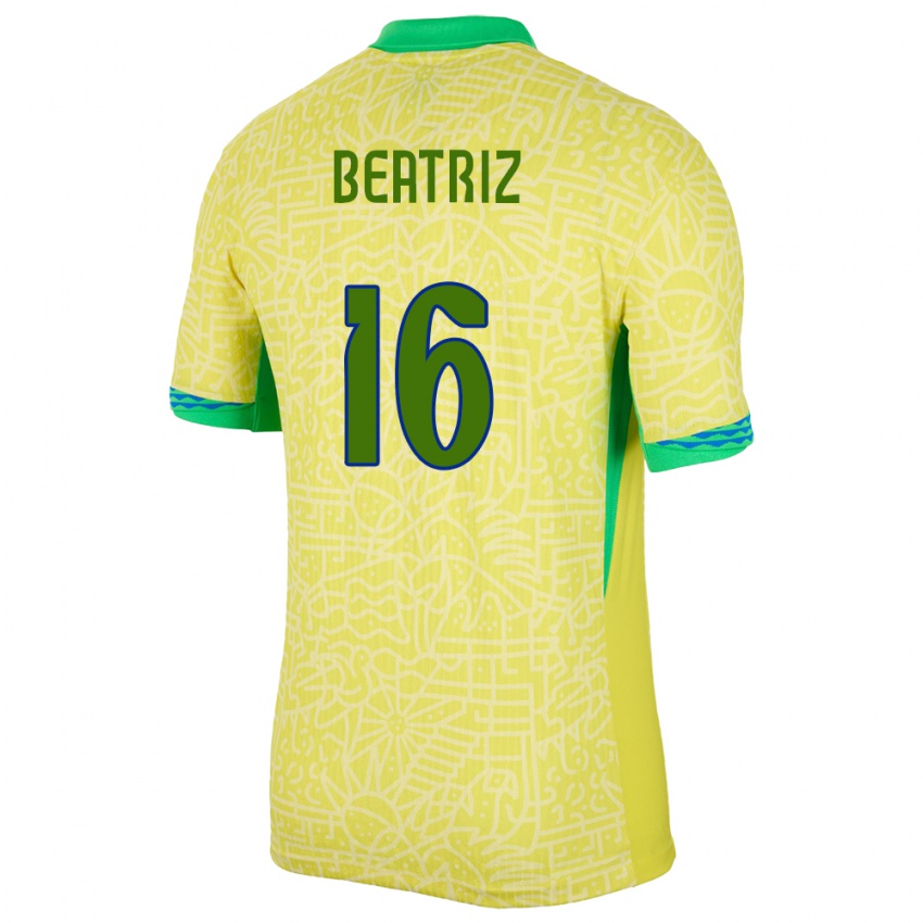 Mujer Camiseta Brasil Beatriz #16 Amarillo 1ª Equipación 24-26 La Camisa Argentina