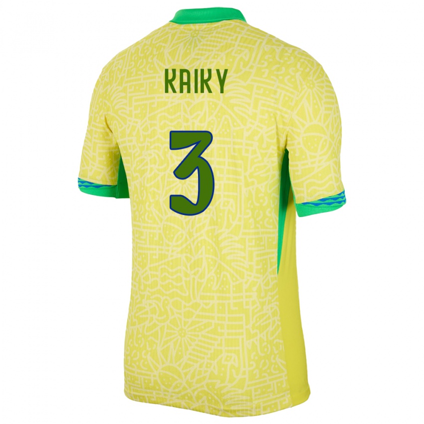 Mujer Camiseta Brasil Kaiky #3 Amarillo 1ª Equipación 24-26 La Camisa Argentina