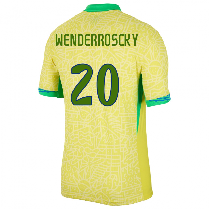 Mujer Camiseta Brasil Arthur Wenderroscky #20 Amarillo 1ª Equipación 24-26 La Camisa Argentina