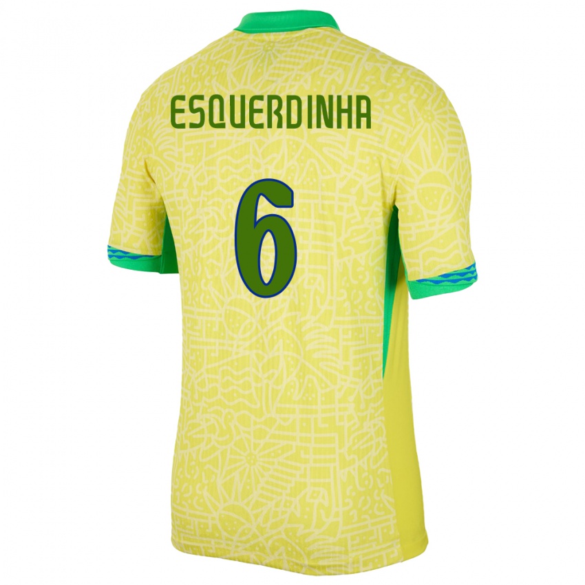 Mujer Camiseta Brasil Esquerdinha #6 Amarillo 1ª Equipación 24-26 La Camisa Argentina
