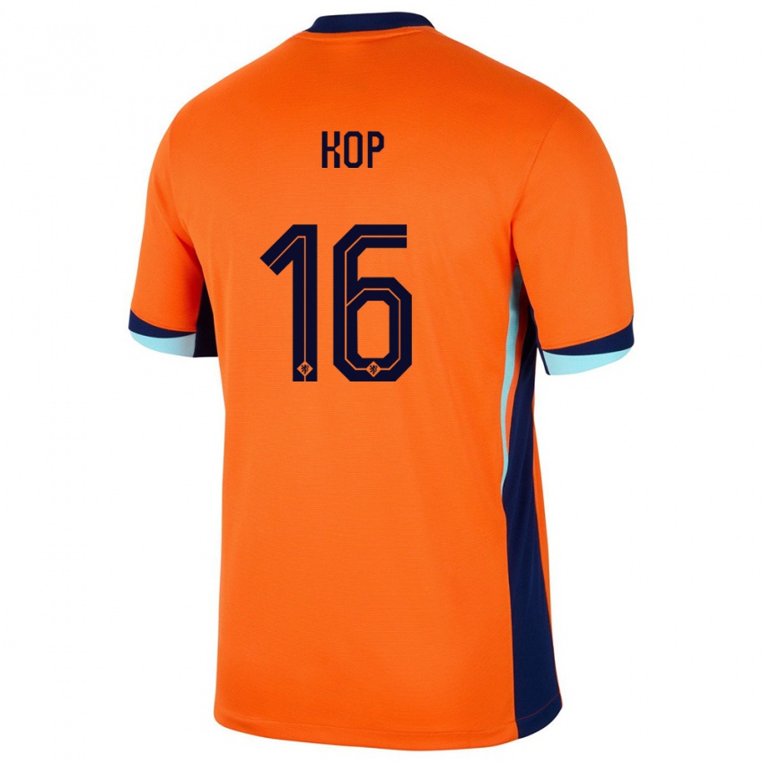 Mujer Camiseta Países Bajos Lize Kop #16 Naranja 1ª Equipación 24-26 La Camisa Argentina