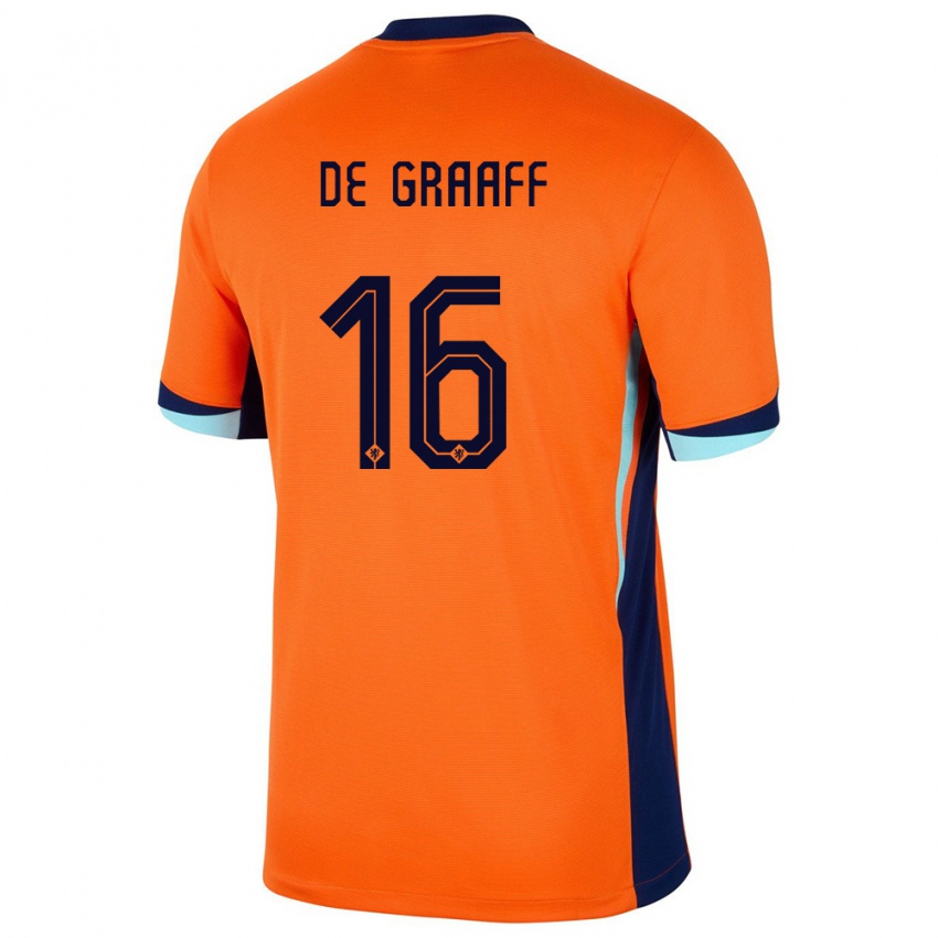 Mujer Camiseta Países Bajos Tom De Graaff #16 Naranja 1ª Equipación 24-26 La Camisa Argentina