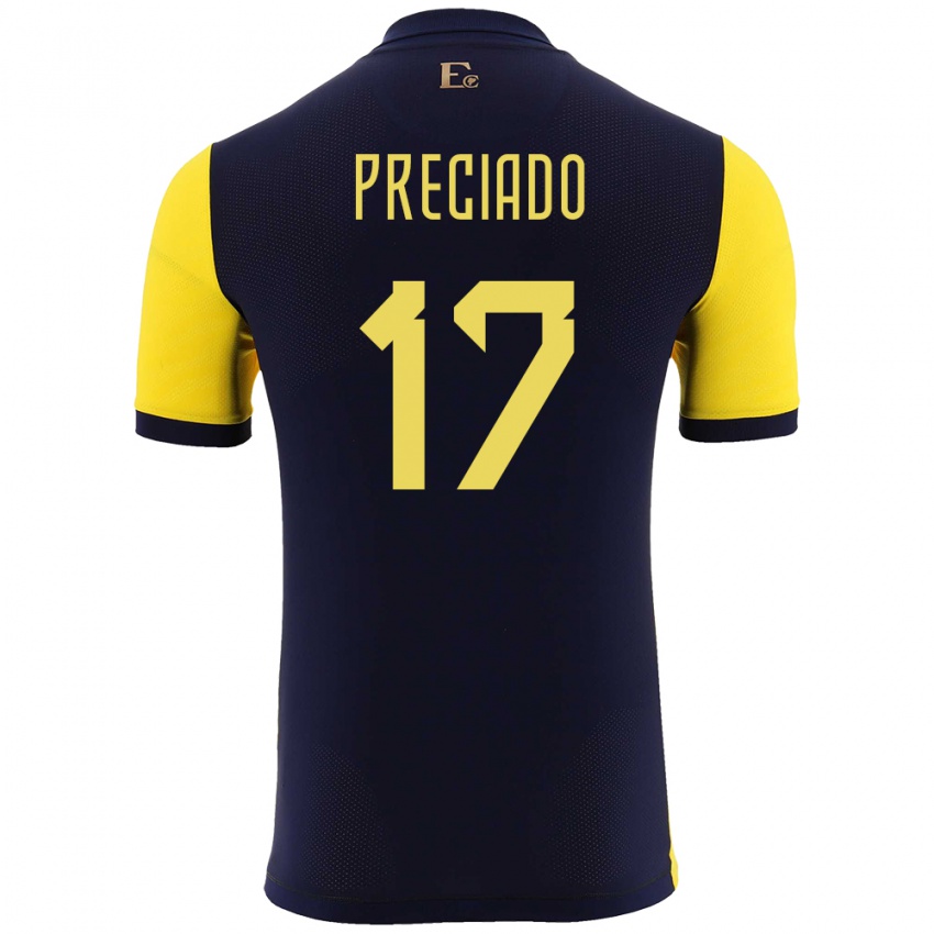 Mujer Camiseta Ecuador Angelo Preciado #17 Amarillo 1ª Equipación 24-26 La Camisa Argentina