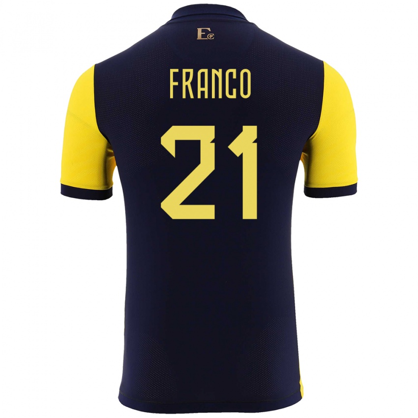 Mujer Camiseta Ecuador Alan Franco #21 Amarillo 1ª Equipación 24-26 La Camisa Argentina
