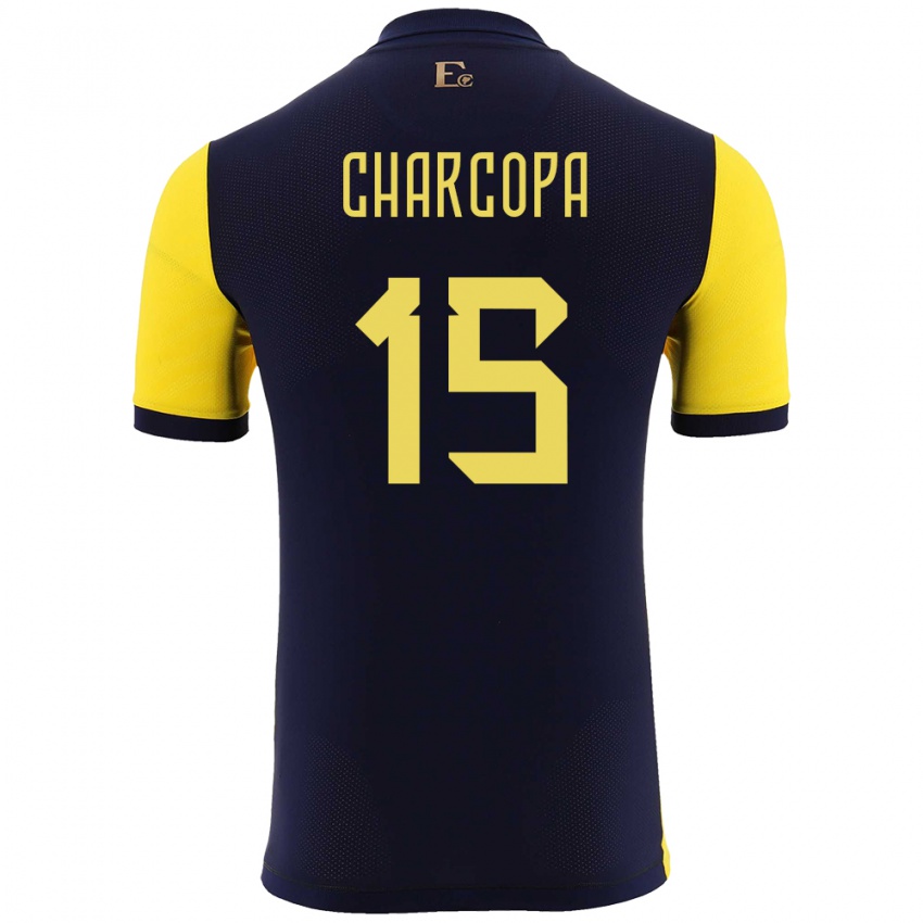 Mujer Camiseta Ecuador Nicole Charcopa #15 Amarillo 1ª Equipación 24-26 La Camisa Argentina