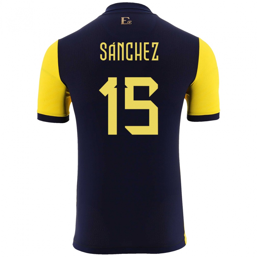 Mujer Camiseta Ecuador Juan Sanchez #15 Amarillo 1ª Equipación 24-26 La Camisa Argentina