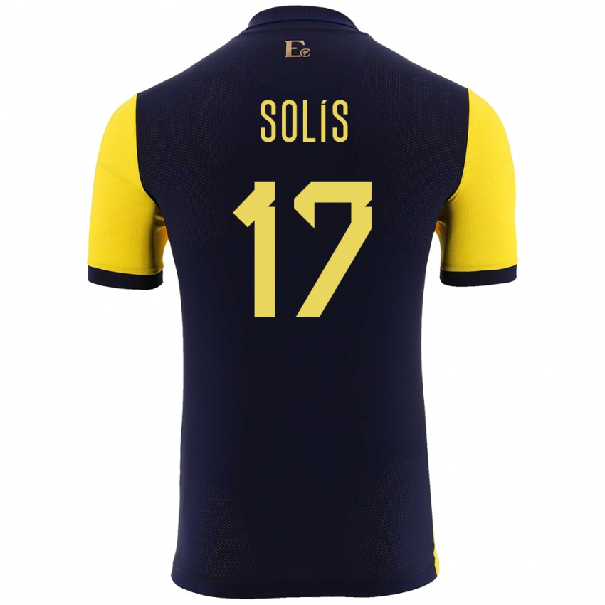 Mujer Camiseta Ecuador Mathias Solis #17 Amarillo 1ª Equipación 24-26 La Camisa Argentina