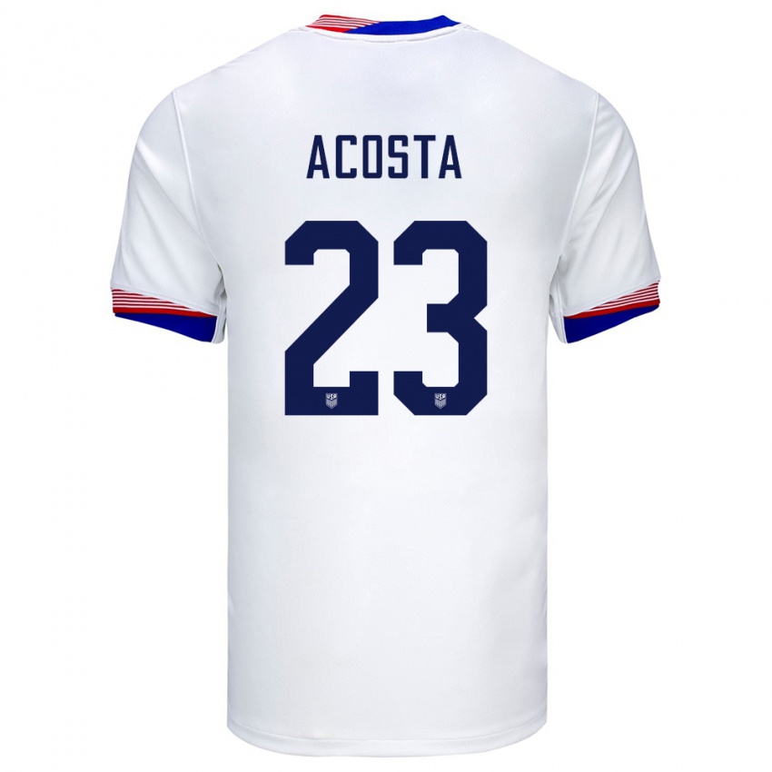 Mujer Camiseta Estados Unidos Kellyn Acosta #23 Blanco 1ª Equipación 24-26 La Camisa Argentina