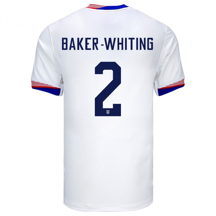 Mujer Camiseta Estados Unidos Reed Baker Whiting #2 Blanco 1ª Equipación 24-26 La Camisa Argentina