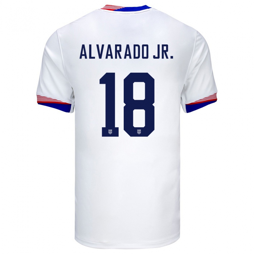 Mujer Camiseta Estados Unidos Alejandro Alvarado Jr #18 Blanco 1ª Equipación 24-26 La Camisa Argentina