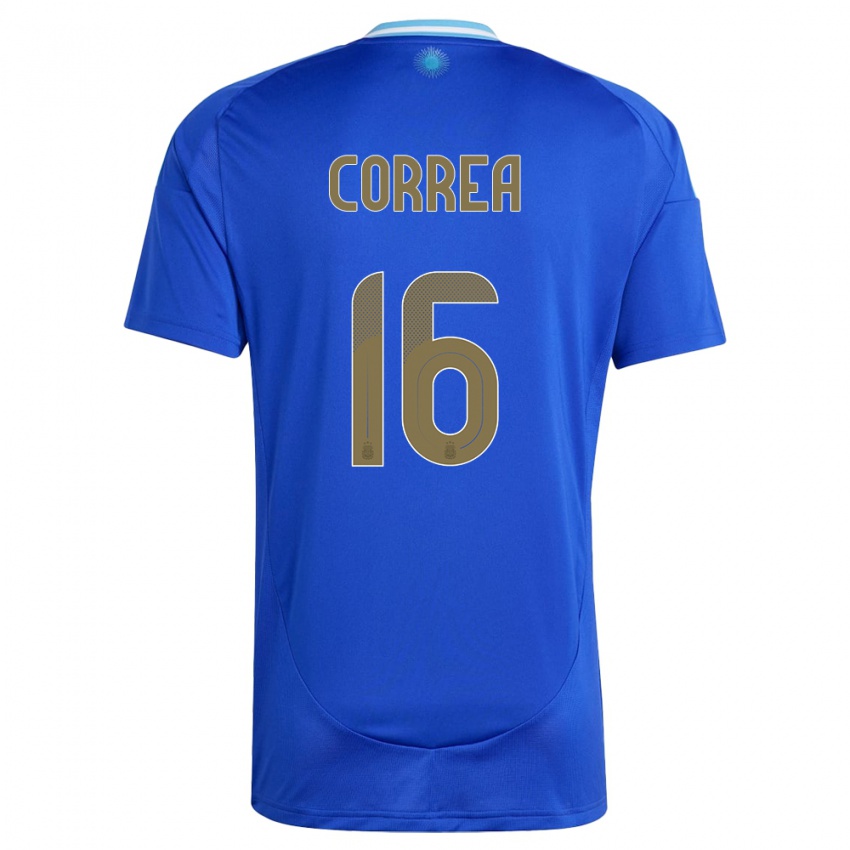 Mujer Camiseta Argentina Angel Correa #16 Azul 2ª Equipación 24-26 La Camisa Argentina
