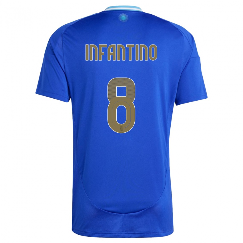 Mujer Camiseta Argentina Gino Infantino #8 Azul 2ª Equipación 24-26 La Camisa Argentina