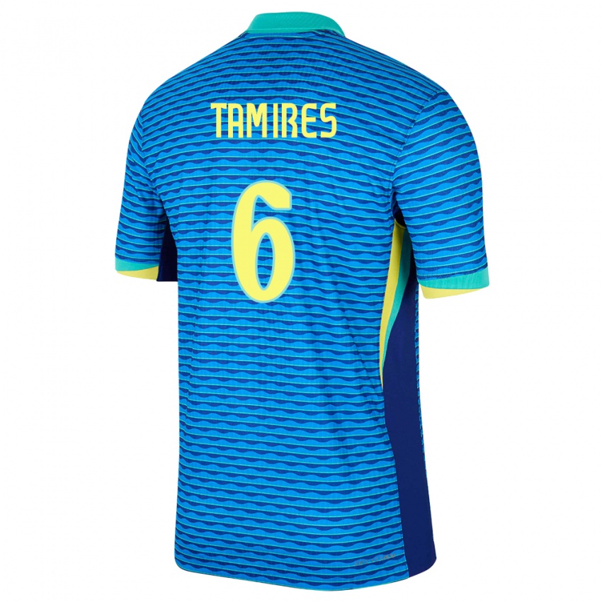 Mujer Camiseta Brasil Tamires #6 Azul 2ª Equipación 24-26 La Camisa Argentina