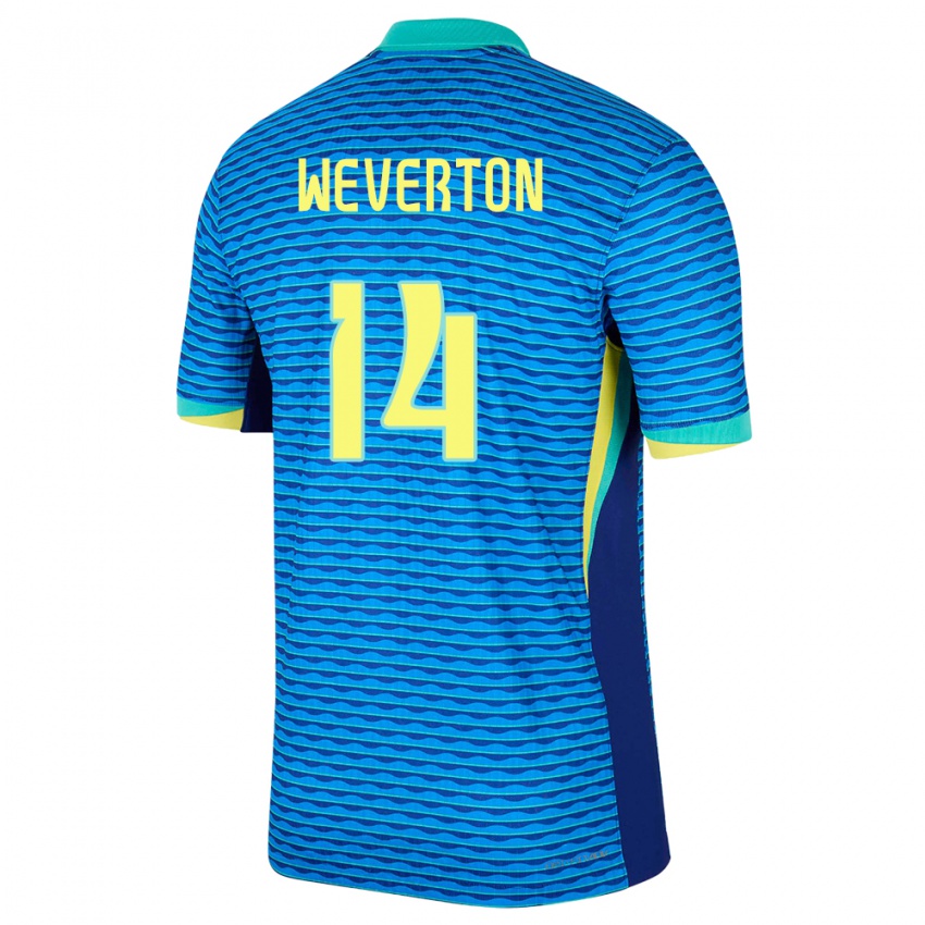 Mujer Camiseta Brasil Weverton #14 Azul 2ª Equipación 24-26 La Camisa Argentina