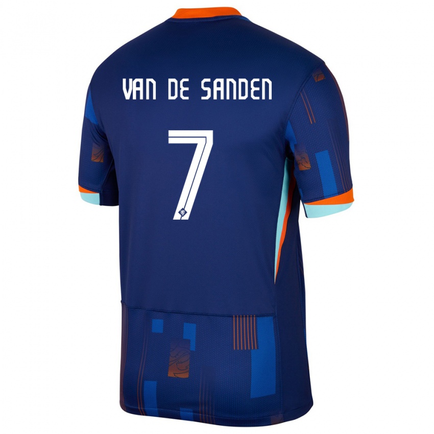 Mujer Camiseta Países Bajos Shanice Van De Sanden #7 Azul 2ª Equipación 24-26 La Camisa Argentina