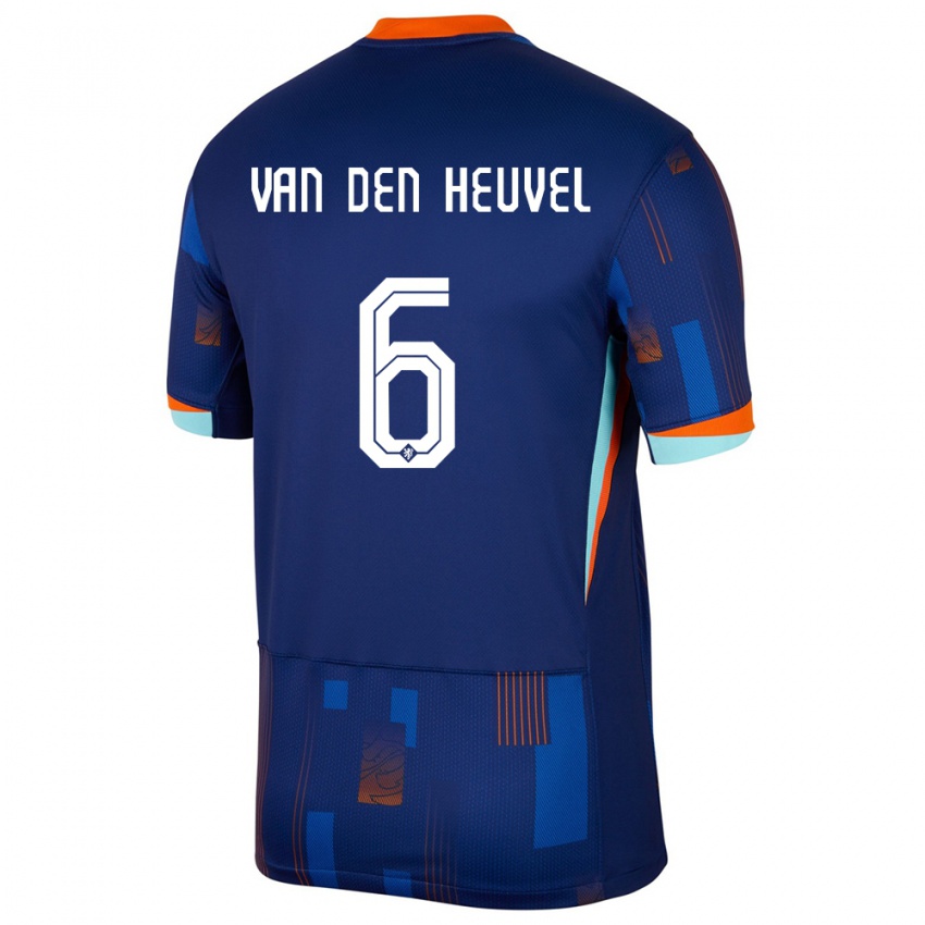 Mujer Camiseta Países Bajos Tim Van Den Heuvel #6 Azul 2ª Equipación 24-26 La Camisa Argentina