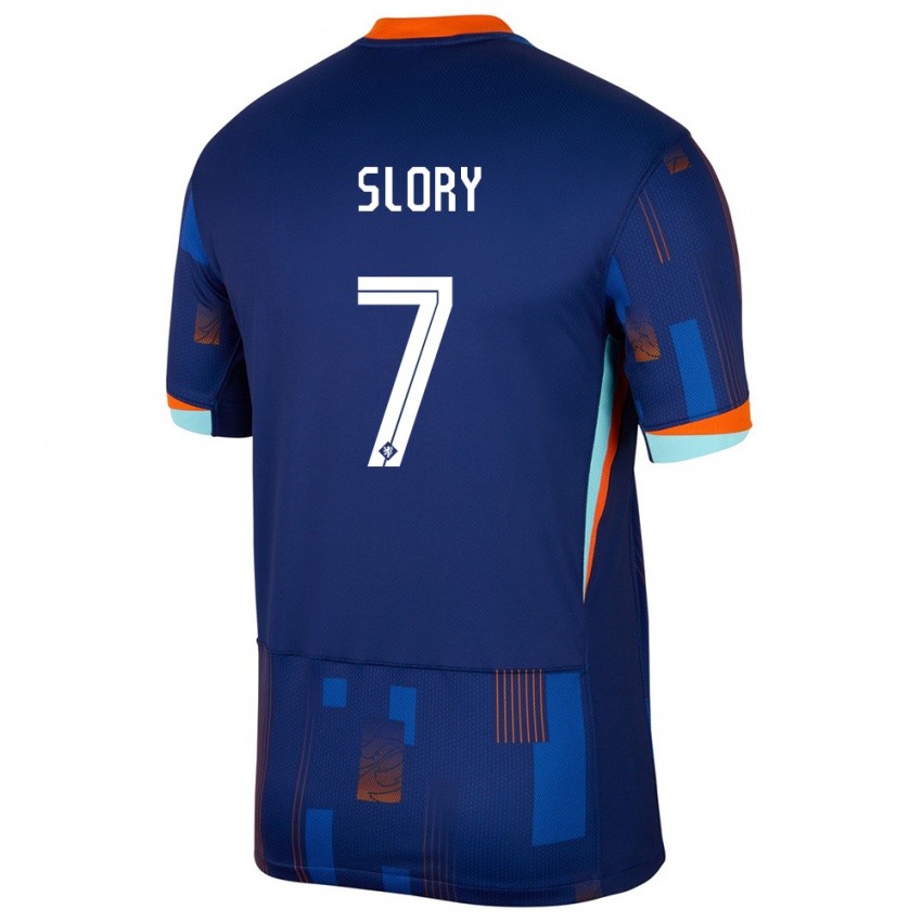 Mujer Camiseta Países Bajos Jaden Slory #7 Azul 2ª Equipación 24-26 La Camisa Argentina