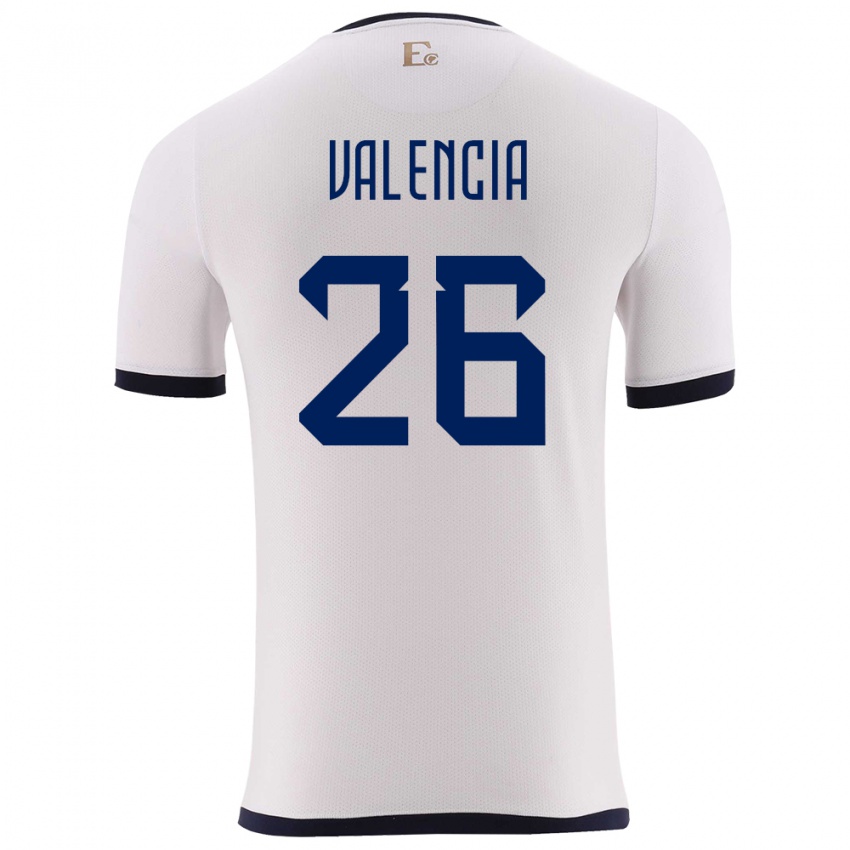 Mujer Camiseta Ecuador Anthony Valencia #26 Blanco 2ª Equipación 24-26 La Camisa Argentina