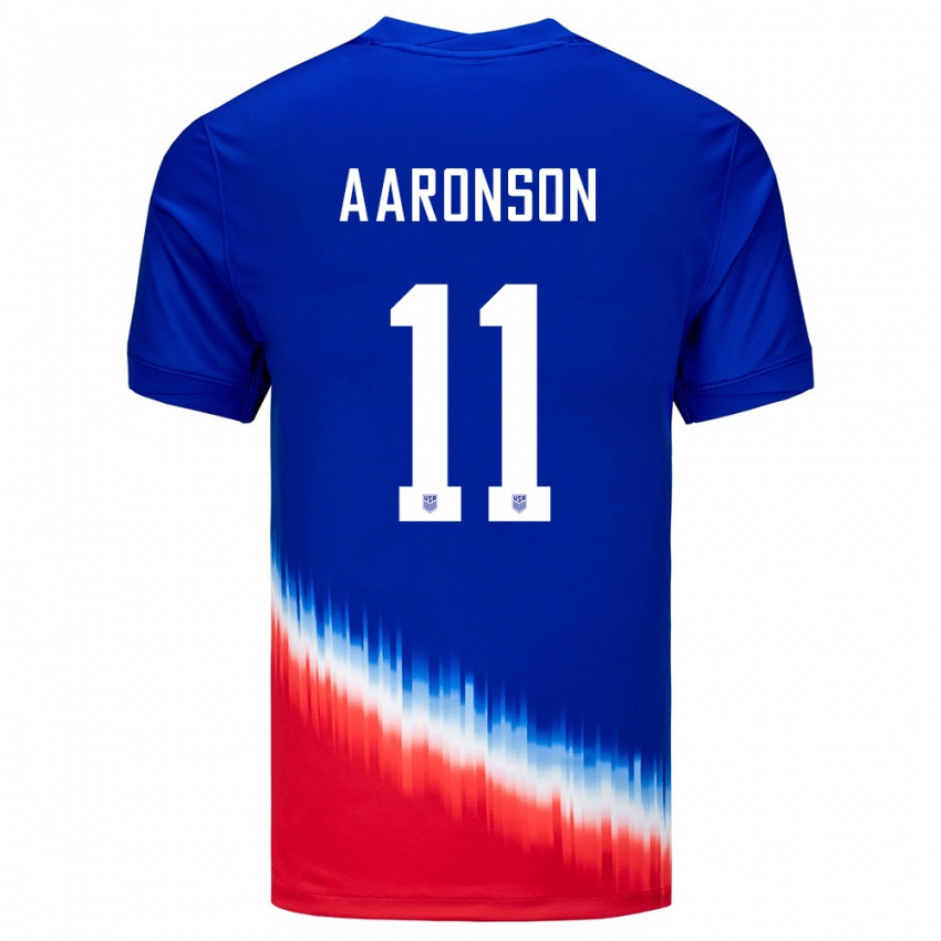 Mujer Camiseta Estados Unidos Brenden Aaronson #11 Azul 2ª Equipación 24-26 La Camisa Argentina