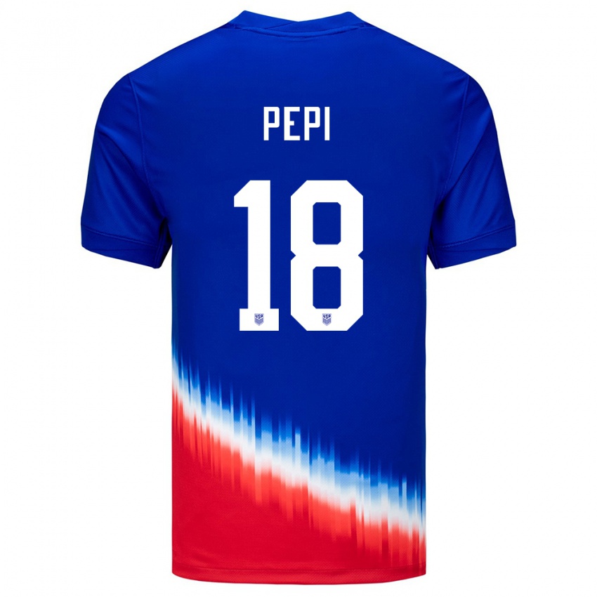 Mujer Camiseta Estados Unidos Ricardo Pepi #18 Azul 2ª Equipación 24-26 La Camisa Argentina