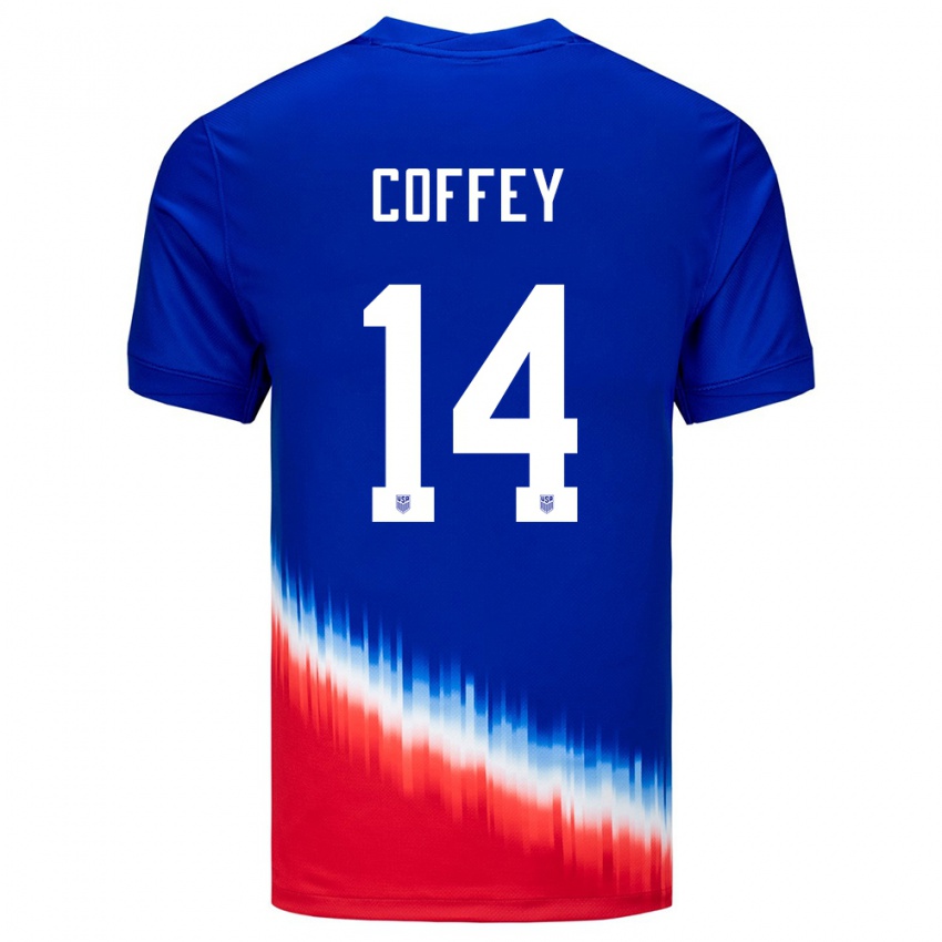 Mujer Camiseta Estados Unidos Sam Coffey #14 Azul 2ª Equipación 24-26 La Camisa Argentina