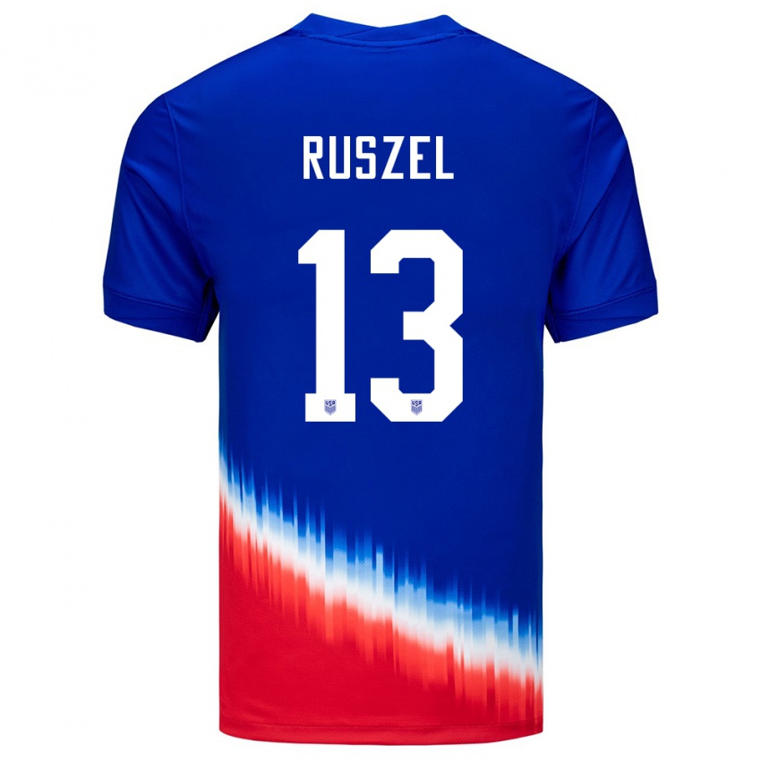 Mujer Camiseta Estados Unidos Marcel Ruszel #13 Azul 2ª Equipación 24-26 La Camisa Argentina