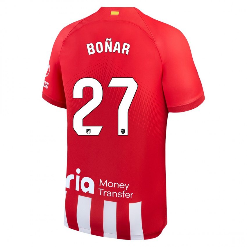 Niño Camiseta Javier Boñar #27 Rojo Blanco 1ª Equipación 2023/24 La Camisa Argentina