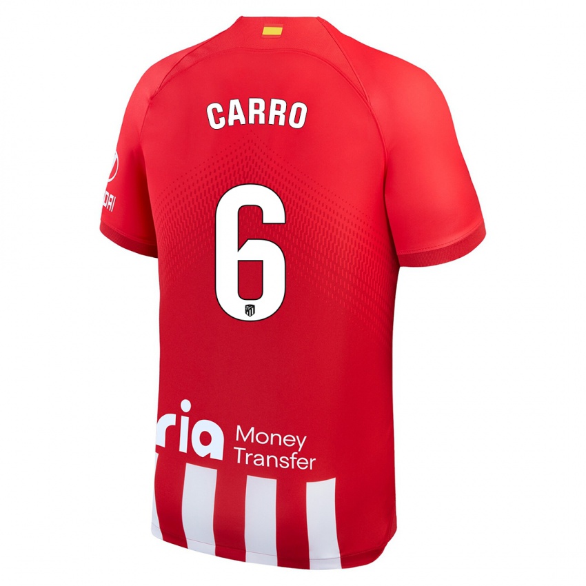 Niño Camiseta Mikel Carro #6 Rojo Blanco 1ª Equipación 2023/24 La Camisa Argentina
