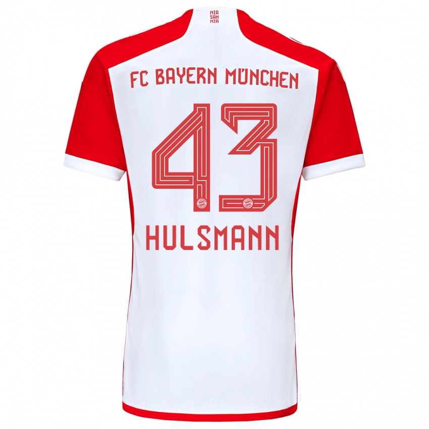 Niño Camiseta Tom Hulsmann #43 Rojo Blanco 1ª Equipación 2023/24 La Camisa Argentina