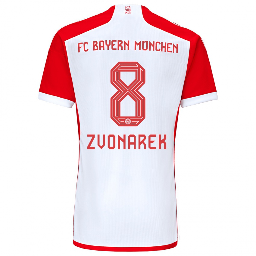 Niño Camiseta Lovro Zvonarek #8 Rojo Blanco 1ª Equipación 2023/24 La Camisa Argentina