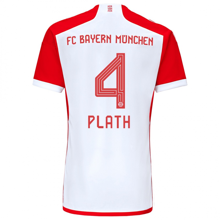 Niño Camiseta Max Plath #4 Rojo Blanco 1ª Equipación 2023/24 La Camisa Argentina
