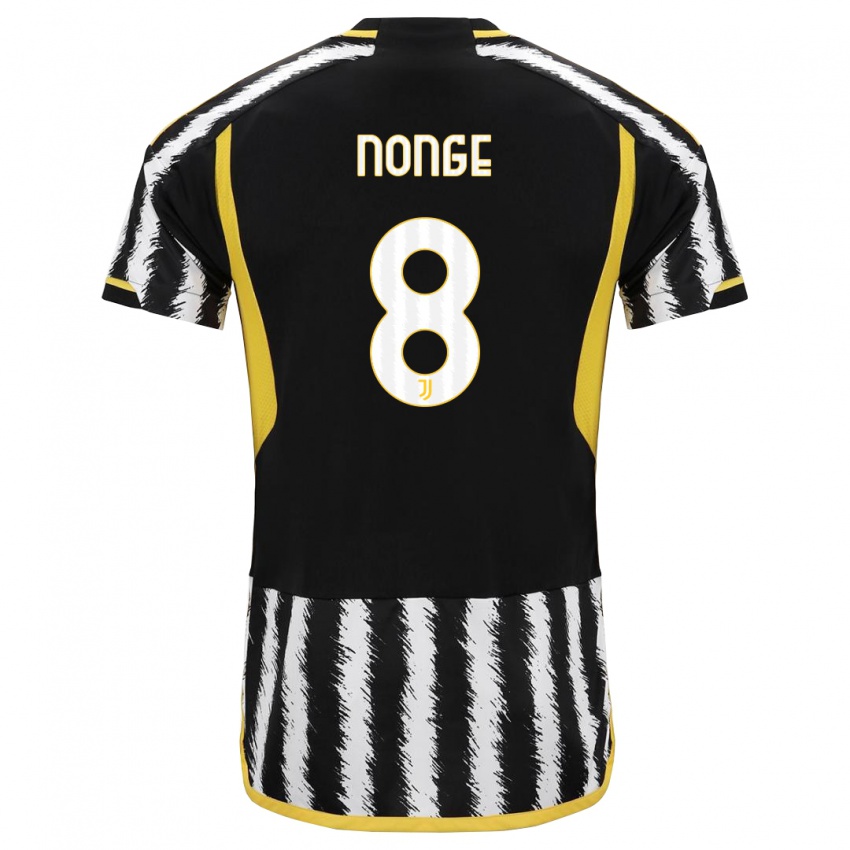 Niño Camiseta Joseph Nonge #8 Blanco Negro 1ª Equipación 2023/24 La Camisa Argentina